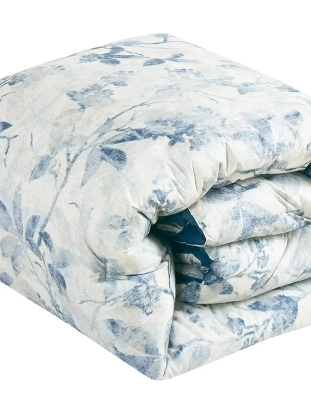 Floral Blue Reversible Queen 3 piece Comforter Set